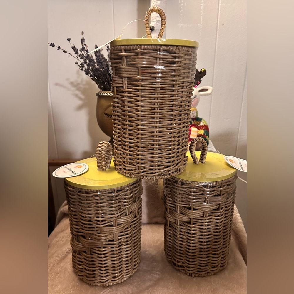Yellow and Tan Woven Baskets Accents